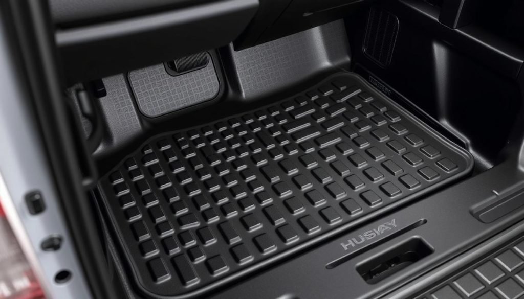 Husky WeatherBeater floor mats for Toyota Tundra showing raised edges