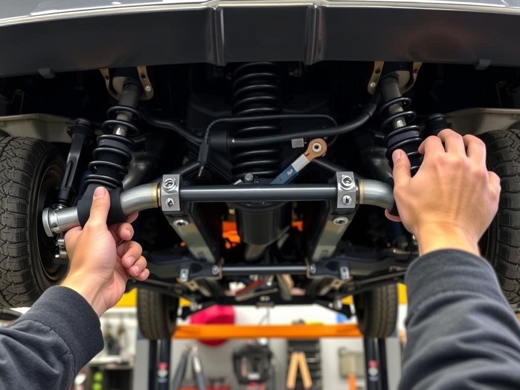 Our team installing a Toyota Prius lift kit during testing - Toyota Prius lift kit installation process