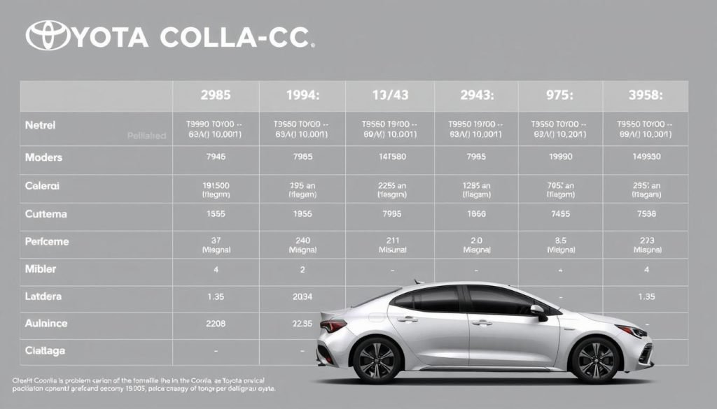 Toyota Corolla model year problems comparison chart