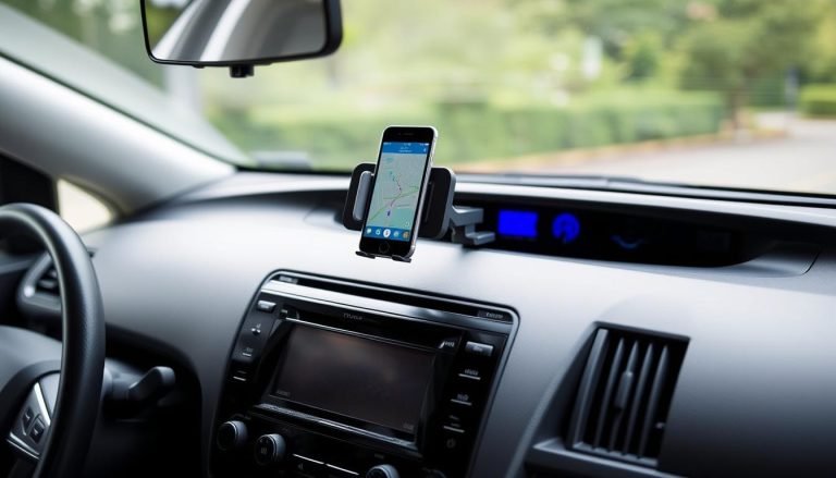 Toyota Prius dashboard with ProClip custom phone mount installed - best Toyota Prius phone mount 2025 review