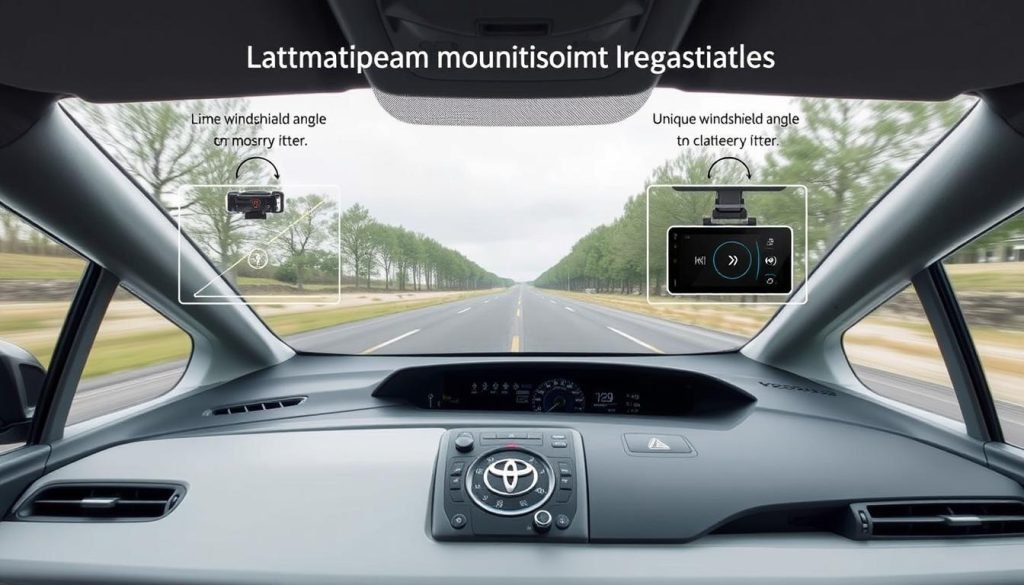 Toyota Prius dashboard with dash cam installation points highlighted - Toyota Prius dash cam buying guide