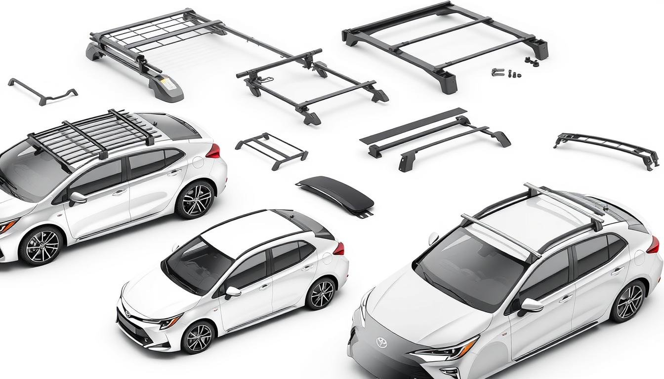 Various Toyota Corolla roof rack models for 2025 displayed side by side